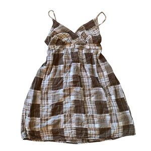 Faded Glory Plaid Brown and Tan Dress
